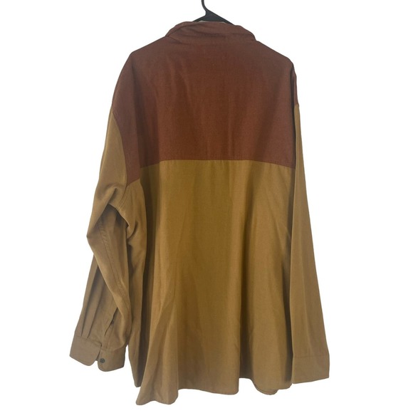 Foundry Men's Size 3XL Large & Tall Brown Colorblock Button Up Shirt - Picture 5 of 7